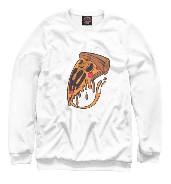 Женский свитшот с изображением Pizza monster цвета Белый