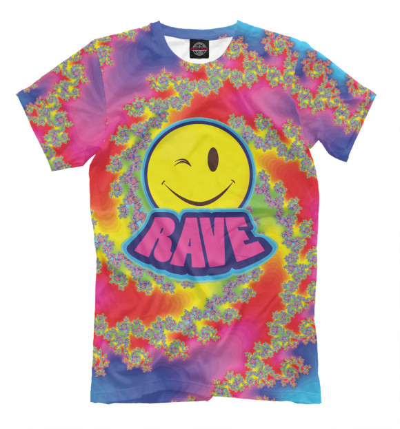 Мужская футболка с изображением Happy Rave цвета Молочно-белый