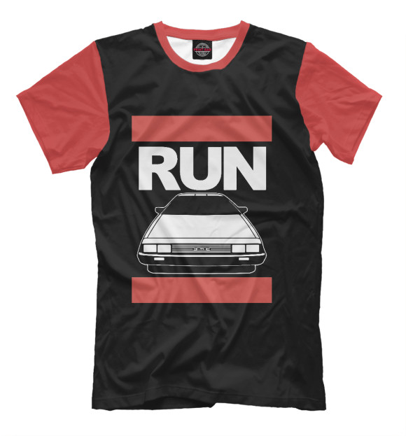 Мужская футболка с изображением RUN DeLorean DMC цвета Черный