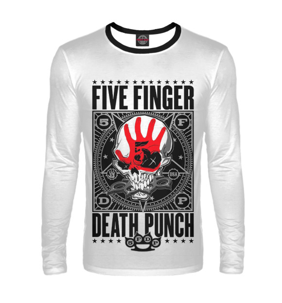 Мужской лонгслив с изображением Five Finger Death Punch цвета Белый