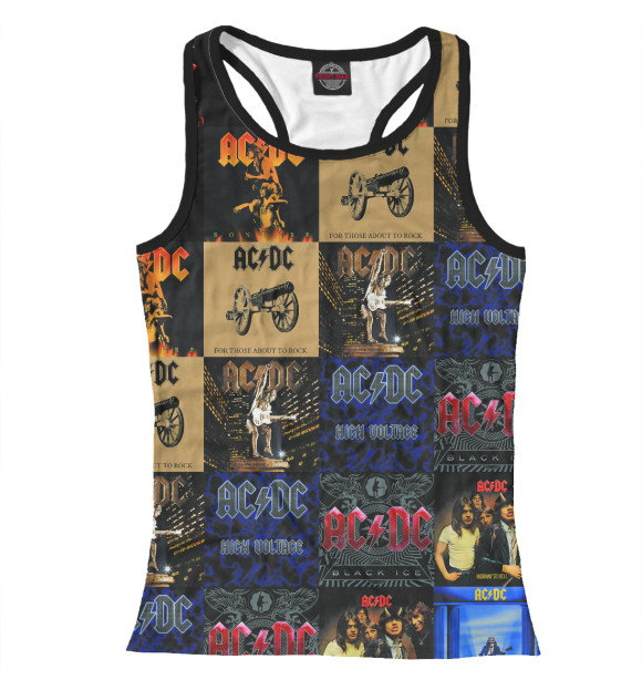 Женская майка-борцовка с изображением AC/DC цвета Белый