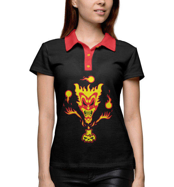 Женское поло с изображением Огонь цвета Белый