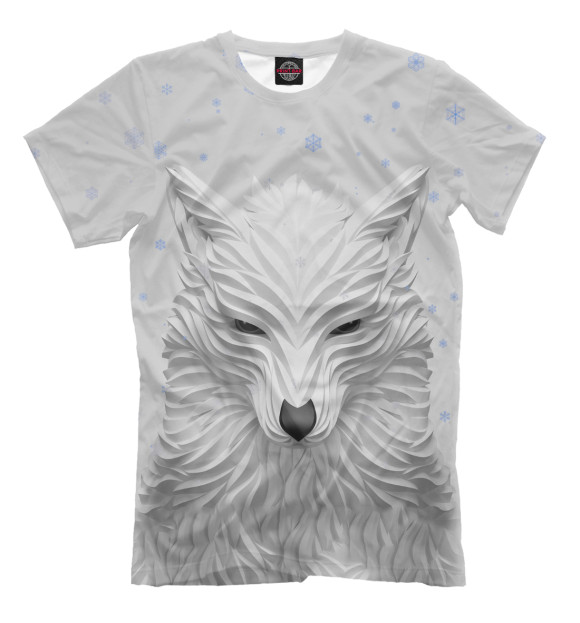 Мужская футболка с изображением 3D Волк цвета Бежевый