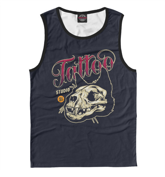 Мужская майка с изображением Тату cтудия цвета Белый