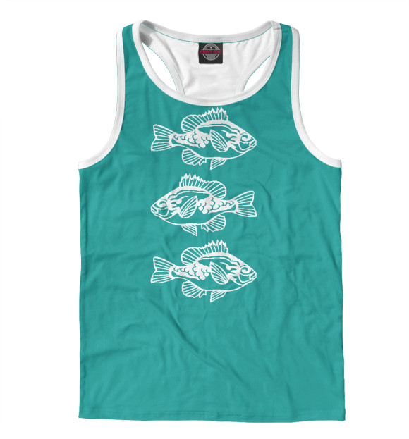 Мужская майка-борцовка с изображением Рыба цвета Белый