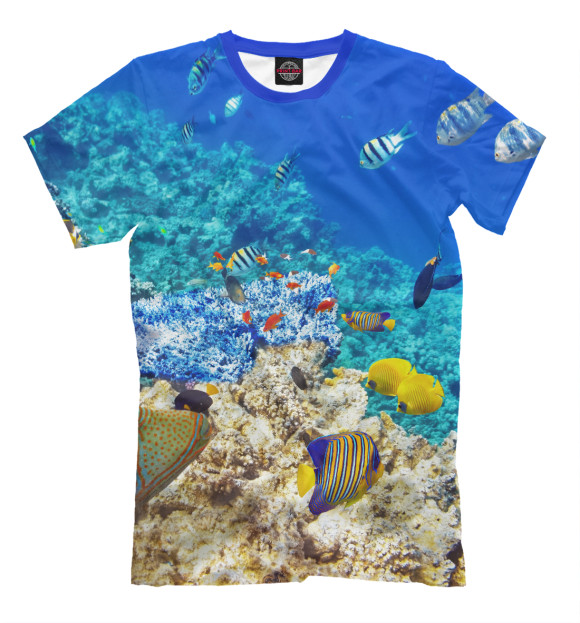 Мужская футболка с изображением Океан цвета Грязно-голубой