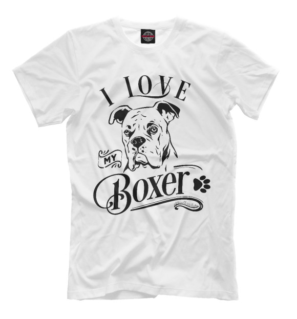 Футболка для мальчиков с изображением I love my boxer цвета Белый