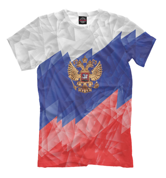 Футболка для мальчиков с изображением Флаг России динамичный цвета Молочно-белый