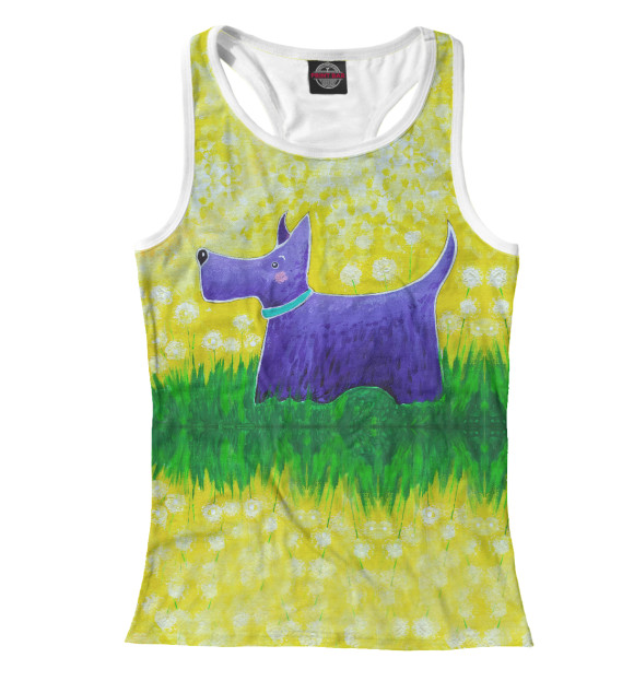 Женская майка-борцовка с изображением Скотч терьер цвета Белый