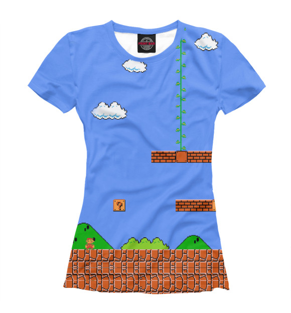Женская футболка с изображением Super Mario 8bit цвета Белый