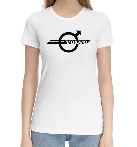 Женская хлопковая футболка с изображением Volvo цвета Белый