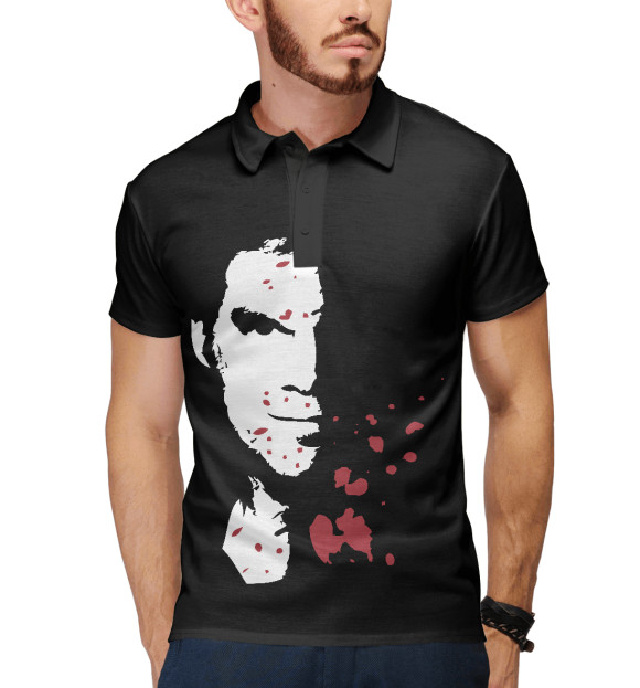 Мужское поло с изображением Dexter Blood цвета Белый