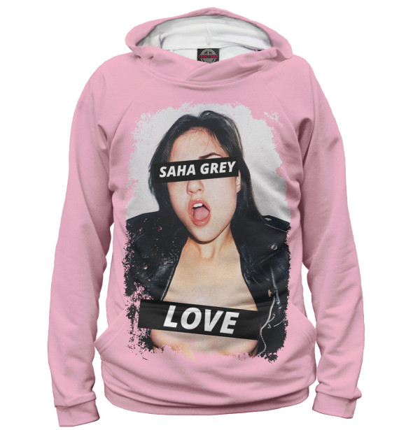 Мужское худи с изображением Sasha Grey Love цвета Белый