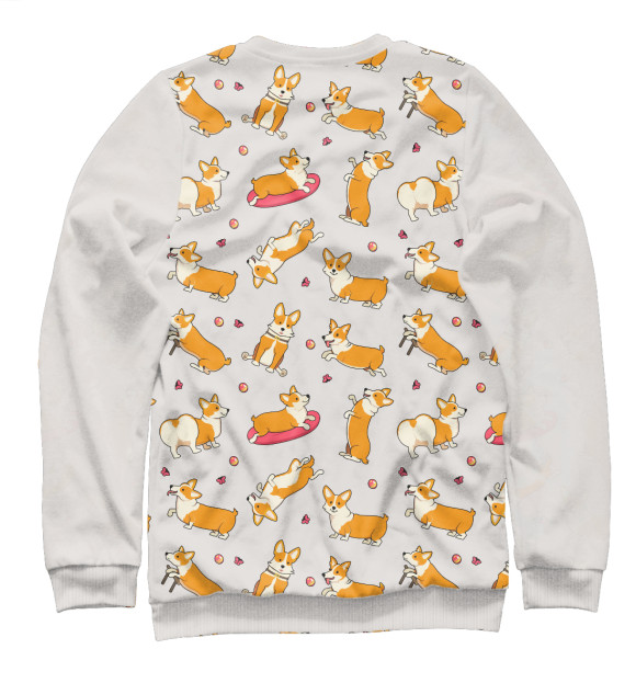 Свитшот для девочек с изображением Funny corgi цвета Белый