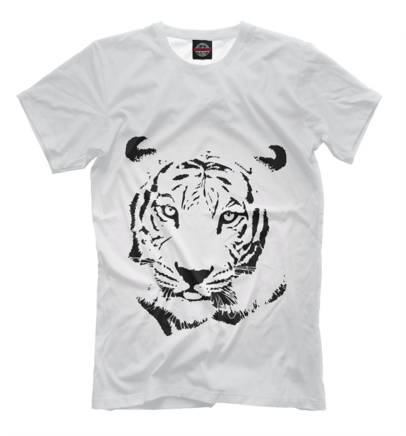 Мужская футболка с изображением Тигр цвета Молочно-белый