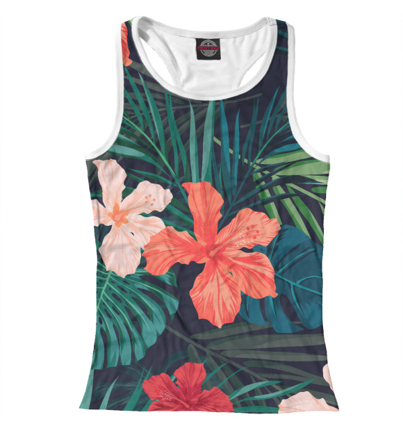 Женская майка-борцовка с изображением Tropical island цвета Белый