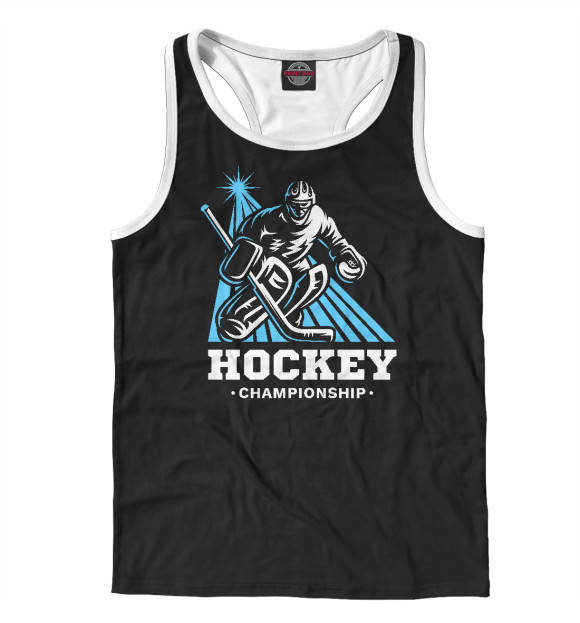 Мужская майка-борцовка с изображением Хоккеист цвета Белый