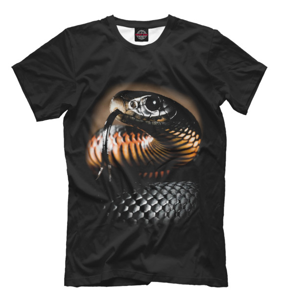 Мужская футболка с изображением Змея цвета Черный