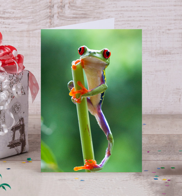 Открытка с изображением Лягушонок цвета Белый