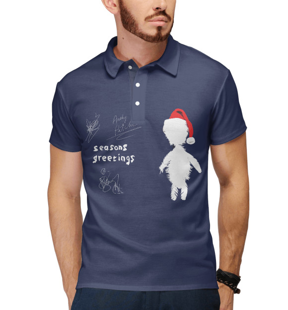 Мужское поло с притом Depeche Mode цвета Белый Мужское поло с изображением Depeche Mode цвета Белый