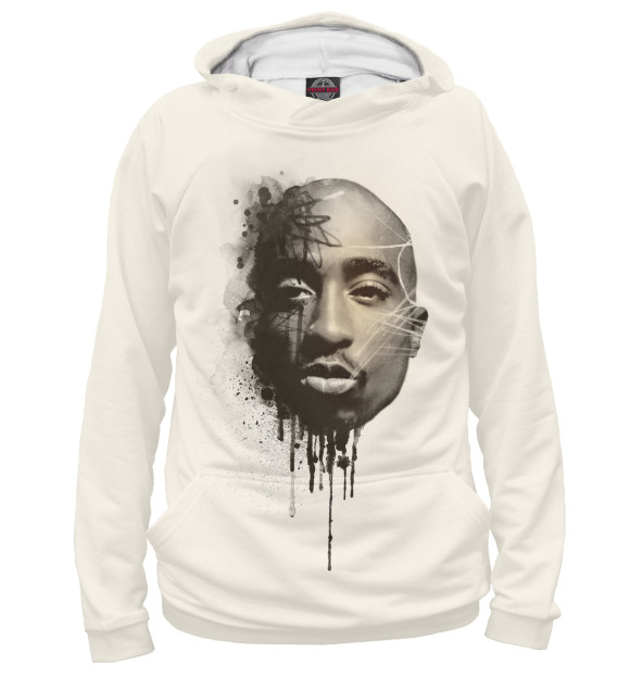Женское худи с изображением Tupak Shakur цвета Белый