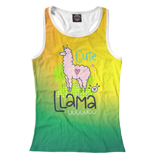 Женская майка-борцовка с изображением Cute Lama цвета Белый