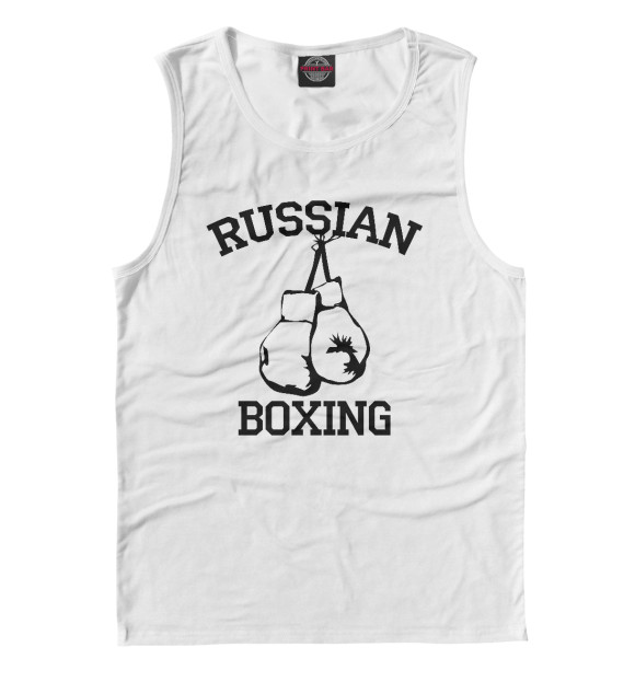 Мужская майка с изображением RUSSIAN BOXING цвета Белый