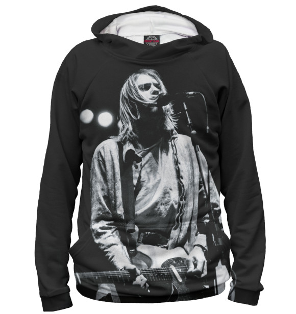 Мужское худи с изображением Kurt Cobain цвета Белый