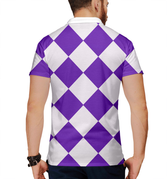 Мужское поло с изображением Фиолетовые кубики цвета Белый