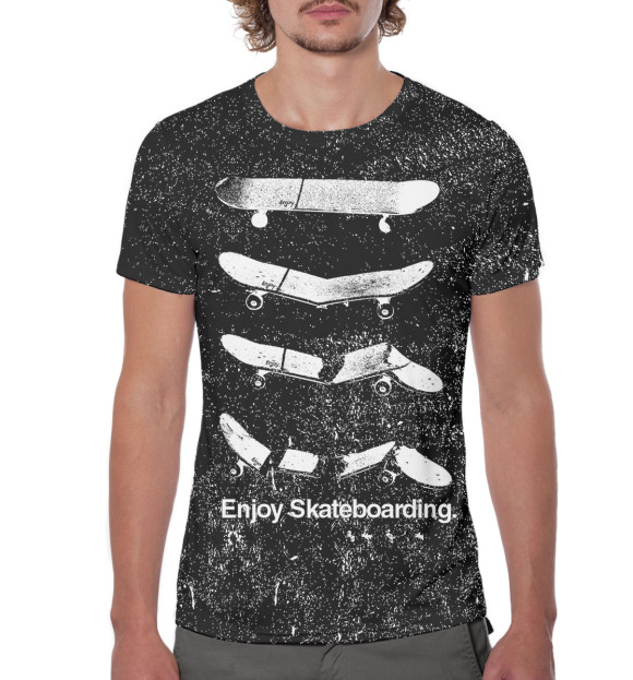 Мужская футболка с изображением Enjoy Skateboarding цвета Белый