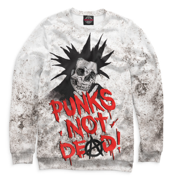 Женский свитшот с изображением Punks not Dead! цвета Белый