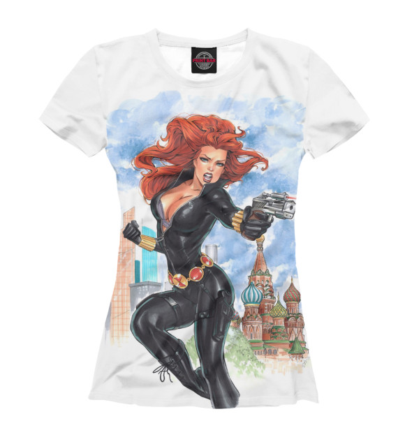Женская футболка с притом Девушка с оружием Арт цвета Белый Женская футболка с изображением Девушка с оружием Арт цвета Белый