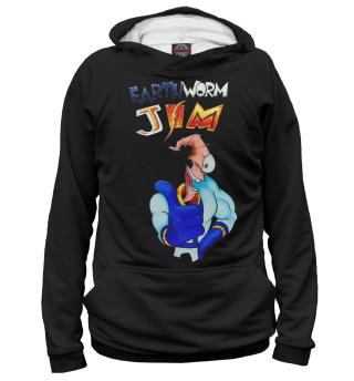 Мужское худи Earth Worm Jim Black