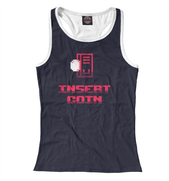Женская майка-борцовка с изображением Insert coin цвета Белый