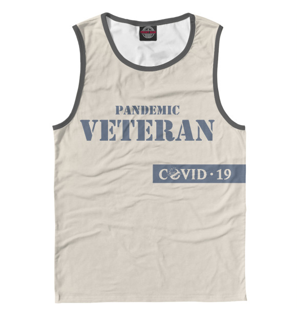 Мужская майка с изображением Ветеран Пандемии цвета Белый
