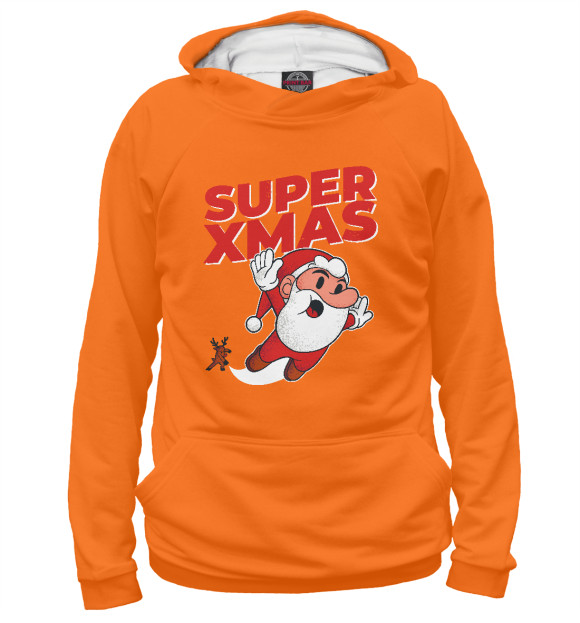 Женское худи с изображением Super Christmas цвета Белый