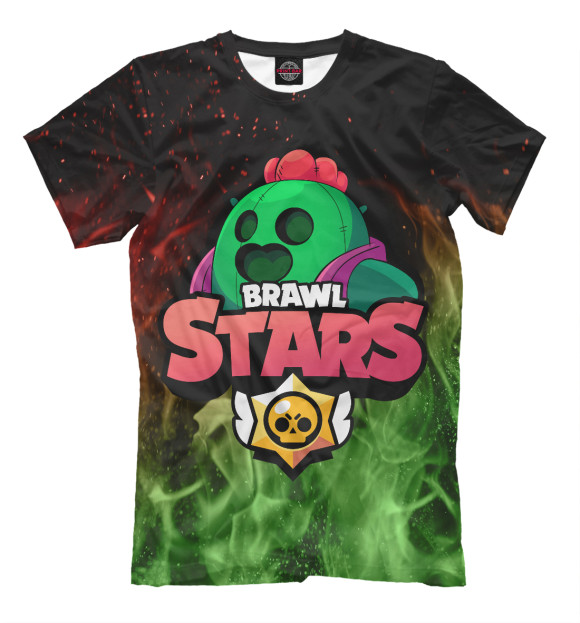 Мужская футболка с изображением Brawl Stars Spike цвета Белый