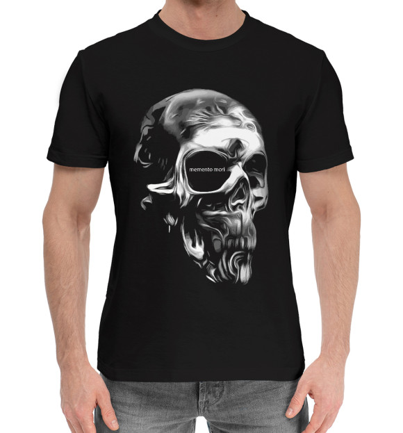 Мужская хлопковая футболка с изображением Memento mori цвета Черный