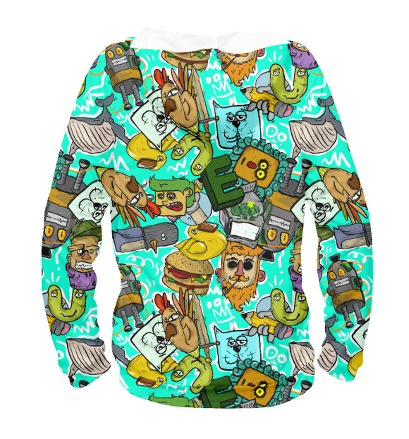 Женское худи с притом Стикеры цвета Белый Женское худи с изображением Стикеры цвета Белый