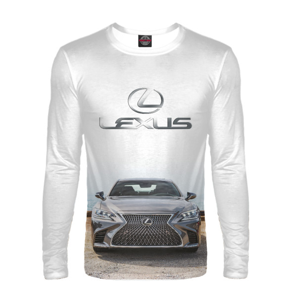 Мужской лонгслив с изображением Lexus LS цвета Белый