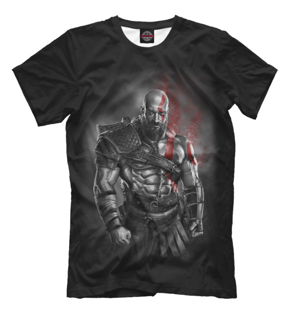 Футболка для мальчиков с изображением Kratos цвета Черный