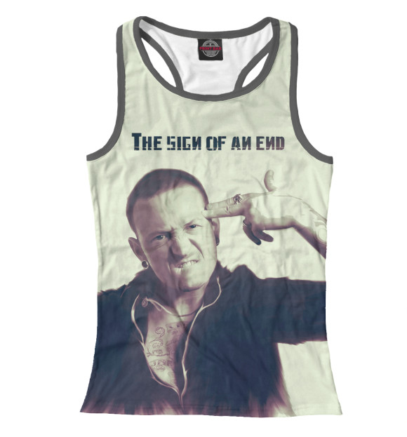Женская майка-борцовка с притом The sign of an end цвета Белый Женская майка-борцовка с изображением The sign of an end цвета Белый