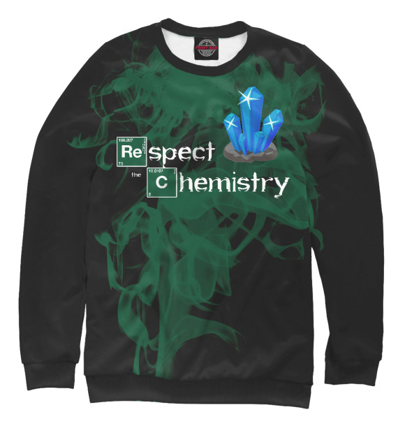 Свитшот для девочек с изображением Respect the chemistry цвета Белый