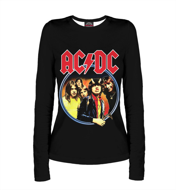 Женский лонгслив с изображением AC/DC цвета Белый