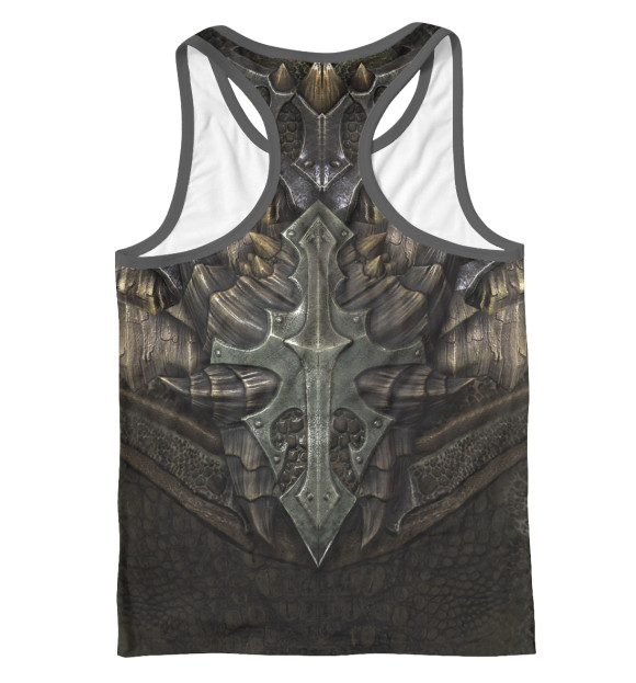Мужская майка-борцовка с притом Skyrim: Dragonscale Armor цвета Белый Мужская майка-борцовка с изображением Skyrim: Dragonscale Armor цвета Белый