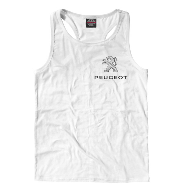 Мужская майка-борцовка с изображением Peugeot цвета Белый