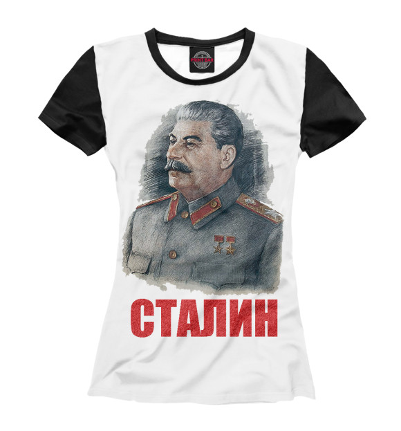 Футболка для девочек с изображением СТАЛИН цвета Белый