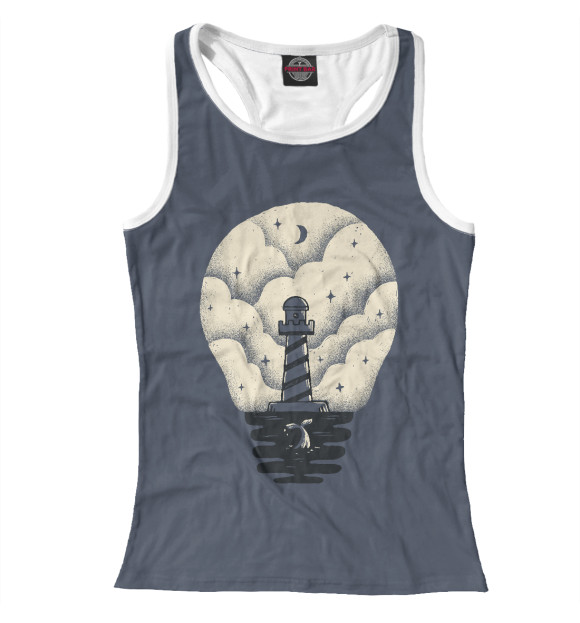 Женская майка-борцовка с изображением Маяк лампочка цвета Белый
