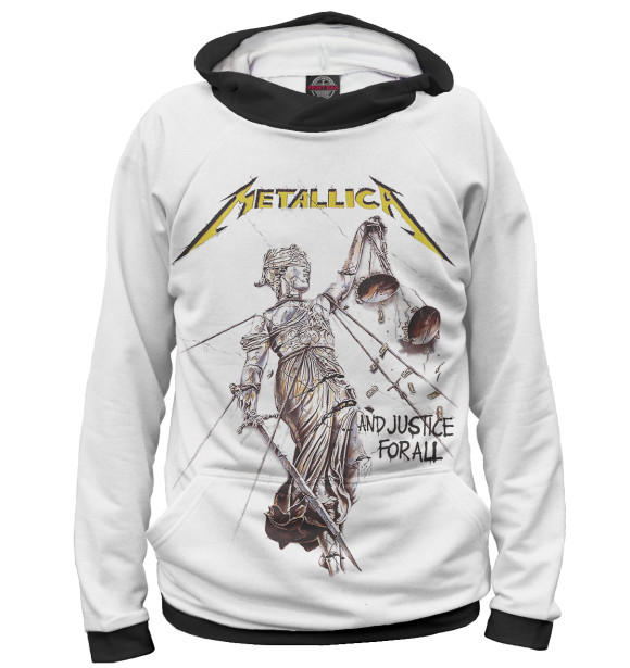 Женское худи с изображением Metallica And Justice for All цвета Белый