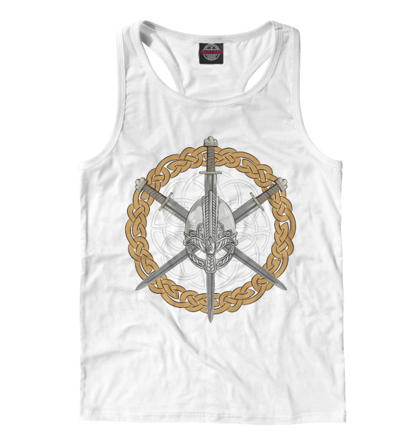 Мужская майка-борцовка с изображением Воин цвета Белый